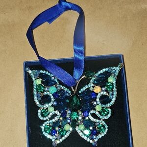 Blue and Green Butterfly Christmas/Holiday Ornament